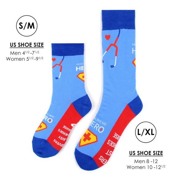 Health Care Heroes -Superheroes- Novelty Socks L/X - Picture 9 of 9